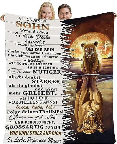 YGFADH Kuscheldecke Personalisierte Flauschige Geschenke Decke An Unseren Sohn von Eltern,Super Weiche Decke Mama und Papa für Sohn Positive Ermutigung und Liebe Sohn Sofadecke Eltern für Sohn