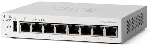 Cisco Catalyst 1200-8T-D Smart Switch, 8 porte GE, alimentatore esterno, desktop, protezione limitata a vita (C1200-8T-D)
