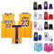 Basketball Trikot Shirt und Shorts Kinder/Erwachsene 2023/2024, 2-Teiliges Basketball ärmellose Anzug Kinder/Erwachsene, Basketball T-Shirt Weste + Shorts Kinder/Erwachsene Gelb 4XS