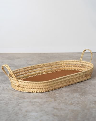 Cesteria Aparici Cambiador para Bebé - Cambiador Hecho artesanalmente con Palma y caña, Fondo de Madera