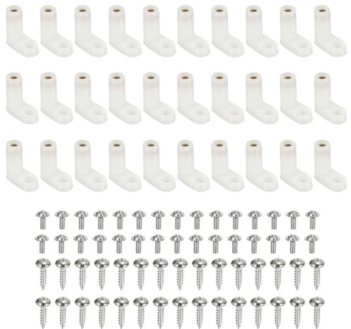 sourcing map 30 Pcs Circuit Board L Shape Insulated PCB Spacer 20mm Standoffs Mounting Feet Supporting Height with Screws White