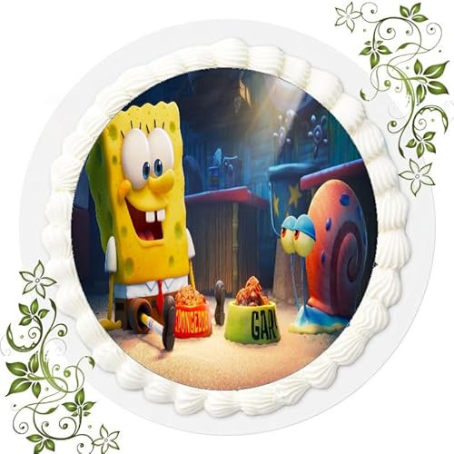 Für den Geburtstag ein Tortenbild, mit dem Motiv: Spongebob, Essbares Foto für Torten, Tortenbild, Tortenaufleger Ø 20cm ESSPAPIER Spongebob Nr. 12