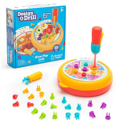Learning Resources Resources-4301 Diseña y taladra de cafetería, 3 Stem de 44 Piezas con Remachadora Manual, Habilidades motrices Finas, Juguetes sensoriales, Multicolor, Medium (EI-4301)