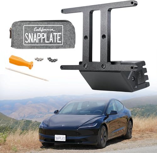 SnapPlate+ (Model 3 Feb 2024+ Highland Refresh) Front License Plate Holder - Strength-Optimized, Anti-Theft, Removable, Height-Adjustable, USA Made - For 2024 Tesla Model 3 - No Drilling, No Adhesives