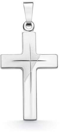 EDELIND Kreuz-Anhänger gesandelt/glanz/diam. 333 Echtgold für Herren Damen, Goldanhänger 8 Karat Weißgold Höhe 21 mm, Kettenanhänger mit Schmuck Geschenk Box