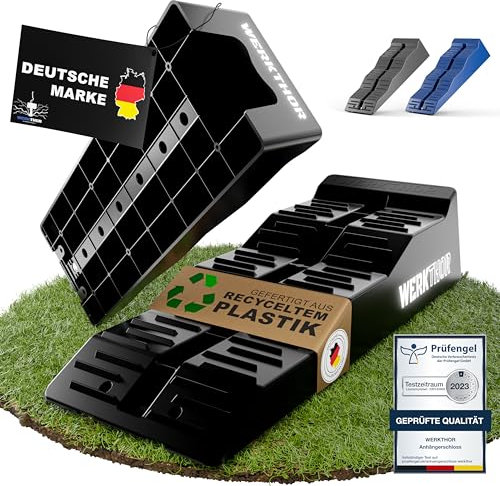 WERKTHOR Auffahrkeile für Wohnmobil - [2er Set] Hochbelastbare Auffahrkeile für maximalen Halt [<5t] - Auffahrkeile für Wohnwagen Wohnmobil & Anhänger - Keile für jeden Untergrund