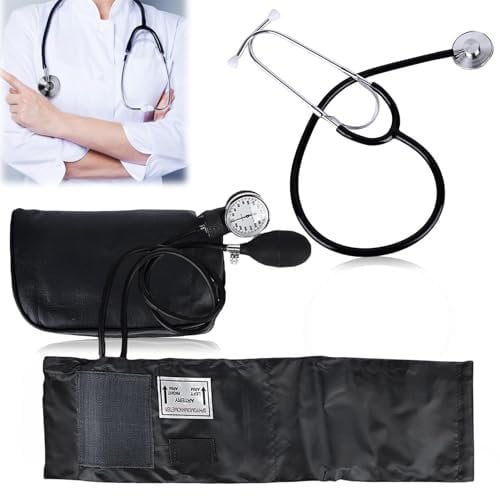 Esfigmomanómetro manual: tensiómetro manual, manguito de presión arterial para el hogar, kit de manguito de presión arterial con estetoscopio con funda de cremallera