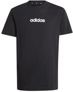 adidas Unisex Kinder Essentials Linear Logo T-Shirt, Black/White, 13-14 Years