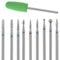 Jeffdad 10pcs Nail Drill Bits Set, Professional Nails Diamond Bits Russian Cuticle Remover Bits Kit for Acrylic Gel Nails Home Salon Nail