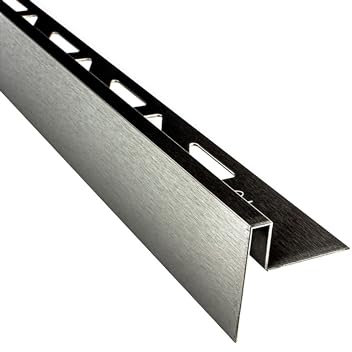 Edelstahl Stufenprofil Treppenprofil Fliesenleiste Treppen V2A L2,5m H10mm gebürstet