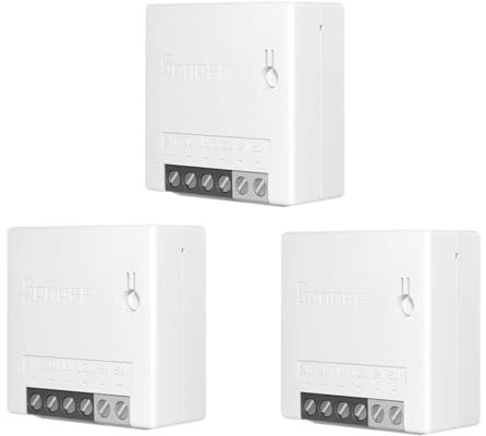 SQUADO - Mini Interruttore Smart, WiFi, SONOFF Interruttore a 2 Vie per Domotica Intelligente, Funziona con App/Alexa/Google, 3 PEZZI