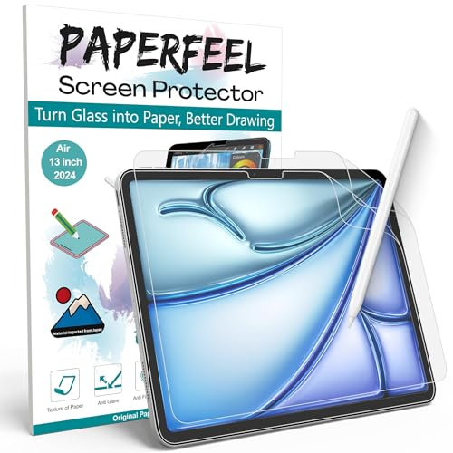 PAPERFEEL [2 Pack] Screen Protector for iPad Air 13 Inch 2025 2024 M3 M2 Model, Matte PET Paper Film Compatible with Apple Pencil Drawing, Writing, Anti Glare, Anti Fingerprint, Easy Installation