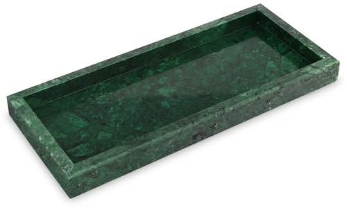 Badezimmer Tablett Marmortablett Deko Tablett Handgemachtes Elegantes Vielseitiges für Wohnzimmer Küche Bad 30 x 13 x 3 cm Grün