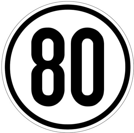 Geschwindigkeitsaufkleber Foliem Aufkleber km/h Geschwindigkeitsschild Ø20 cm (80 km/h)