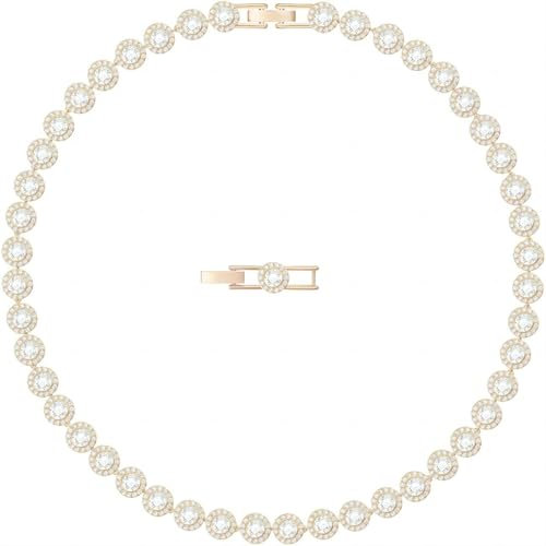 Angelic Rose Gold Crystal Necklace - 18K Rose Plated 38-40.5cm Adjustable Chain, Elegant Around Crystal Jewelry for Brides and Party