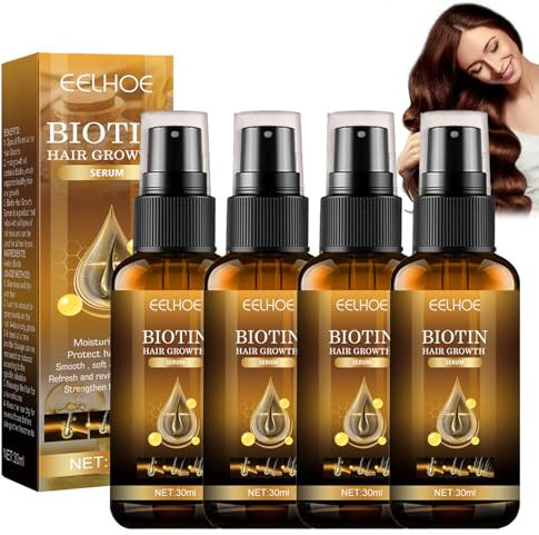 4 Stück Biotin Haarwachstum Serum Biotin Haarwachstum Spray Haare Hair Growth Serum Lindern Haarausfall Stimulieren Das Haarwachstum Machen Das Haar Glänzend und Kräftig (30ml)