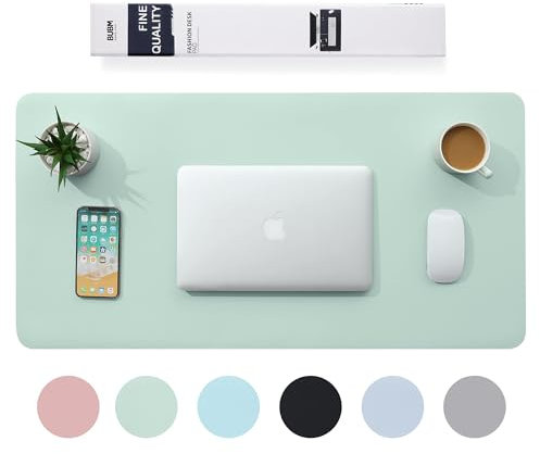 BUBM Multifunktionales Office Mauspad, 90 x 43 cm wasserdichte Schreibtischunterlage aus PU-Leder,Ultradünnes Mousepad,rutschfeste Schreibtischmatte, für Büro und Zuhause-Grün