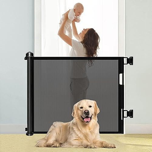 YENTAKE Baby-treppenschutzgitter,0-300 cm, 86 cm Hoch,türschutzgitter ausziehbar, Einhändig Bedienbar,Sicherheitsgitter hundegitter Wohnung,für Treppen/Türen/Innen & Außen (Schwarz, 150B x 86H)