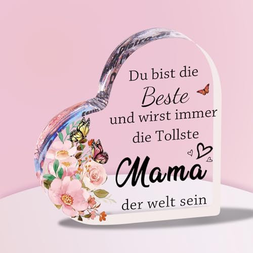 Keepelgant Geschenke fúr Mama, 5,11 in * 5,11 in Herzförmiges Transparentes Ornament Mit Geschenkbox, Geburtstagsgeschenk für Mama, Geschenke für Mama von Tochter