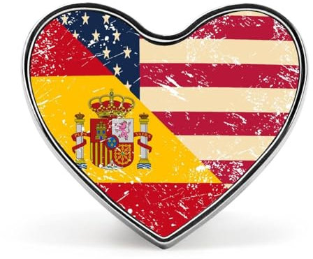 Broches con botones de moda con la bandera vintage de Estados Unidos y España, insignias de metal con forma de corazón, regalo de joyería para solapas, ropa, chal y bolso