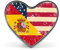Broches con botones de moda con la bandera vintage de Estados Unidos y España, insignias de metal con forma de corazón, regalo de joyería para solapas, ropa, chal y bolso