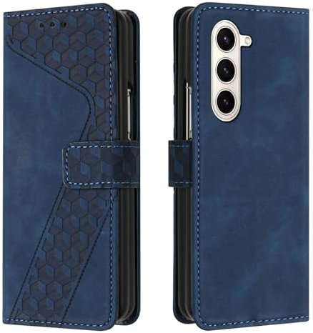 OKZone Coque pour Samsung Galaxy Z Fold 6, Etui Protection Housse Premium en Cuir PU Portefeuille Étui Téléphone [Fermoir Magnétique] [Fentes pour Cartes] Flip Case(Bleu)