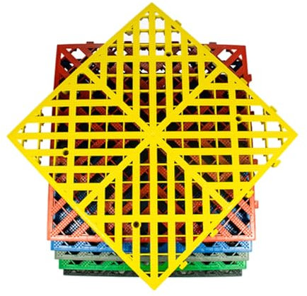 Azulejos Modulares De Rejilla Entrelazados, Tapete De Piso De Garaje Resistente, Azulejos De Drenaje De Piso De Empalme De 40x40x3 Cm For Terraza, Garaje, Balcón, Baño, Área Húmeda(Yellow,40x40x3CM-20