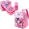 Top Linen Minnie Mouse Character 4 Piece Set Boys Kids Backpack with Side Pocket School Bag + Lunch Bag + Sandwich Box +Water Bottle