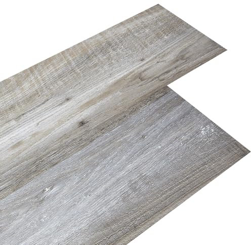 INMOZATA 36pcs/5.02㎡ Self Adhesive Floor Planks Lino Flooring with Grey Wood Effect Floor Tiles Self Adhesive 2.0 mm Thick for Kitchen Living Room and Bathroom Floor Planks(5.02㎡,Grey Gradient)
