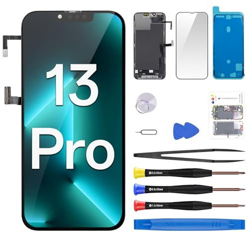 CYKJGS for iPhone 13 Pro Screen Replacement with Earspeaker Flex Cable Proximity Sensor 6.1 3D Touch LCD Display Digitizer Full Assembly Front Glass Repair Fix Tools Kit A2483 A2484 A2636