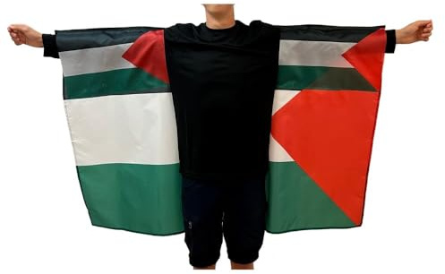 Cape Drapeau Palestine 90x150 cm – Body Flag à Porter – Accessoire Supporter pour Manifestation, Festival & Événements