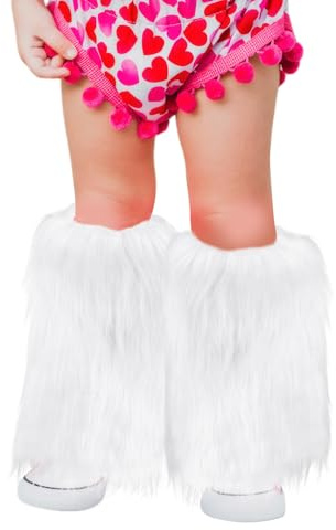 Moonlove Kids Girls Leg Warmers Faux Fur Furry Boots Cover Winter Warm Foot Sleeves Stockings Supplies Party Costumes for Halloween Christmas Stage Performance