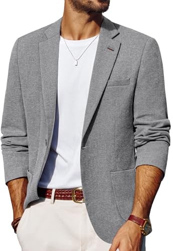PJ PAUL JONES kavaj herr 1 knapp linne blazer lätt jacka modern, LJUSGRÅ, M