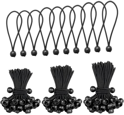 Set de 30 Tensores para Toldos con Bola en 3 Tamaños 10/15/20 cm, Tensores de Goma Resistentes para Lonas, Tiendas de Campaña, Gazebos, Carpas, Toldos y Equipamiento Exterior