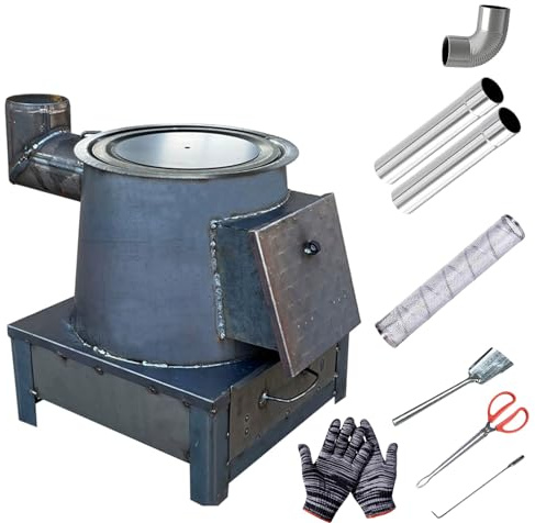 Estufas d Leña en Acero, Estufa Leña Pequeña con Tubo de Chimenea, Calefacción, Cocina, para Caza, Pesca en Hielo y Mochileros