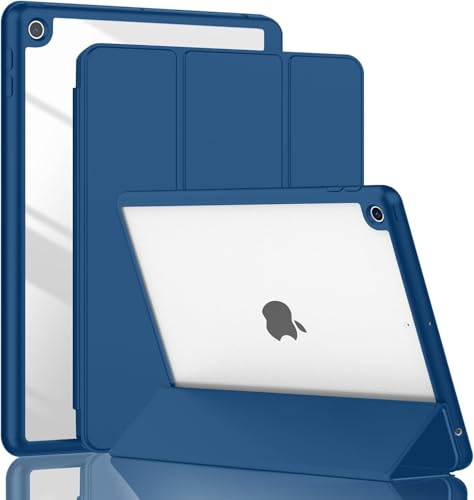 TXWLLIU Hülle für iPad 9./8./7. Generation 10,2 Zoll 2021/2020/2019 mit Stifthalter, Dreifach Gefaltete Schutzhülle, Ultradünne Leichte Schutzhülle mit Automatischem Schlaf/Wach, Dunkelblau