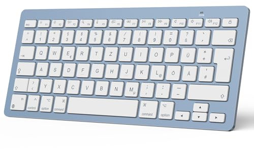 OMOTON Bluetooth Tastatur für Mac,Kompakte kabellose Mac Tastatur kompatibel mit MacBook Pro/Air, iMac, iMac Pro/mini,Ultra-dünn, QWERTZ DE-Layout,Blau
