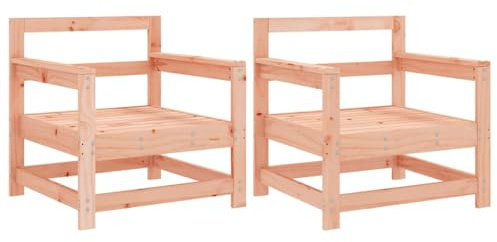 XHNIFBN 2er Set Gartenstühle Douglasie massiv 70x62x70,5 cm Latten-Design Armlehne 110 kg belastbar wetterfestes Holz für Balkon Terrasse und kleine Sitzecke