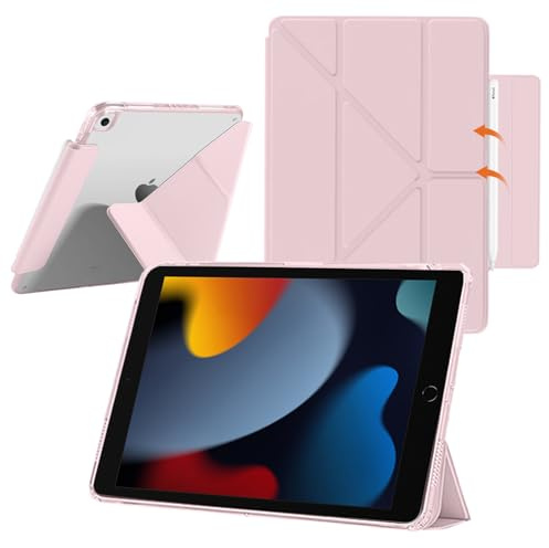 YealRed Funda para iPad 10,2 Pulgadas 9ª/8ª/7ª Gen (2021/2020/2019), Panel Trasero Transparente, Soporte Delgado, Funda Protectora Antigolpes para iPad Air 3ª Gen (2022/2020) 10,5 Pulgadas (Rosa)