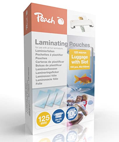 Peach Laminierfolien 65x108mm Gepäckanhänger - 125 mic - 100 pouches - glänzend - geeignet für alle Laminiergeräte - PP525-11