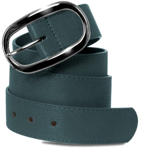 Caspar GU258 Damen Jeans Gürtel mit ovaler Metallschnalle, Gürtelgröße:90, Farbe:petrol