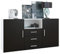 Vladon Buffet Skadu, Commode avec 2 Portes, 3 tiroirs et 1 Compartiment Ouvert, Blanc Mat/Noir Mat (138,5 x 71,5 x 35 cm)