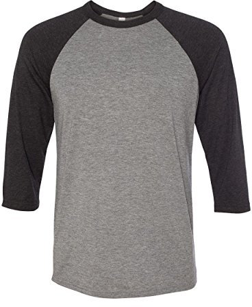 Bella Canvas 3/4-Sleeve Baseball T-Shirt (3200) Deep Heather/Black, XL