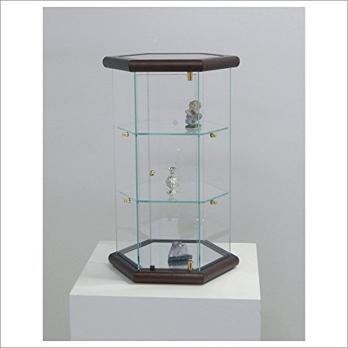 VM ART DESIGN GLASS klein vitrine hexagonal VM113T (Holz dunkel Nussbaum)