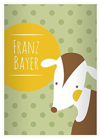 Kartenkaufrausch 4 personalisierte, Lustige Punkte DIN A4 Schulhefte, Schreibhefte mit süßem Hündchen in grün Lineatur 20 (blanko Heft)