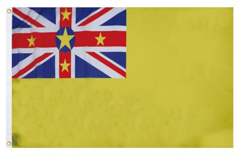 AZ FLAG Niue Flag 90x60 cm Nigerian Banner 100D Polyester 2 Grommets | Indoor and outdoor use 2x3 ft decorative flag double stitched seams and reinforced edges with metal grommets