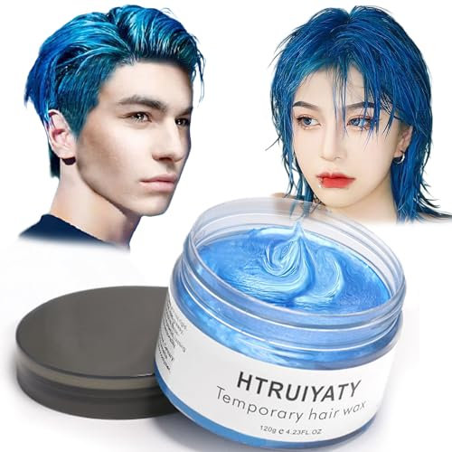 Haarfarbe Wachs Einmalige Temporäre Modellierung Natürliche Farbe Haarfärbemittel Wachs Frisur Creme für Party Cosplay Maskerade Nachtclub Halloween (Blau)