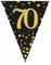 Oaktree UK Banderines de bandera de 70 cumpleaños negro y dorado