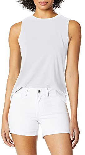 Betsey Johnson Damen Logo Band Cutout Muscle Swing Tank Yoga-T-Shirt, weiß, Groß
