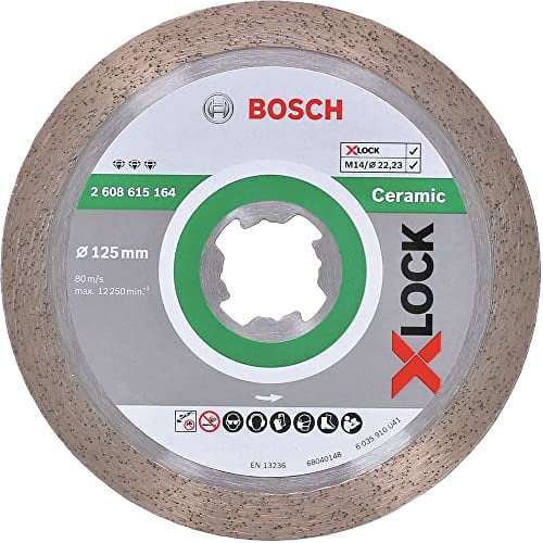 Bosch Professional 2608615164 Disco Diamantato, per Ceramica, X-Lock, Ø125 mm, Diametro Ø: 22.23 mm, Larghezza di Taglio 1.8 mm